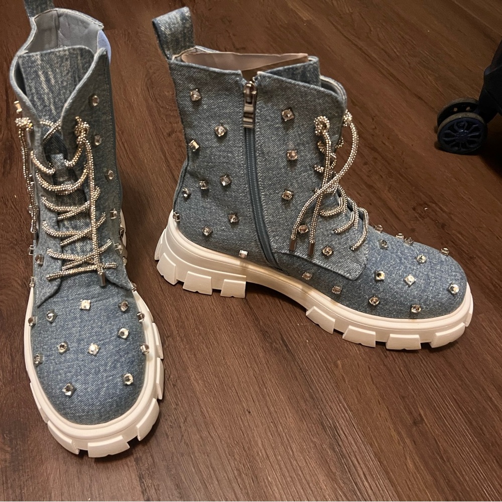 Azalea Wang Denim platform booties